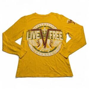 Raw State Live Free Yellow Thermal Long Sleeve Shirt Size M